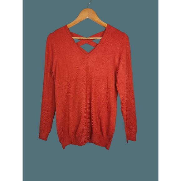 2/$35- Love Ellie Stitch Fix V Neck Back Detail Pullover Sweater Women M - Picture 1 of 8